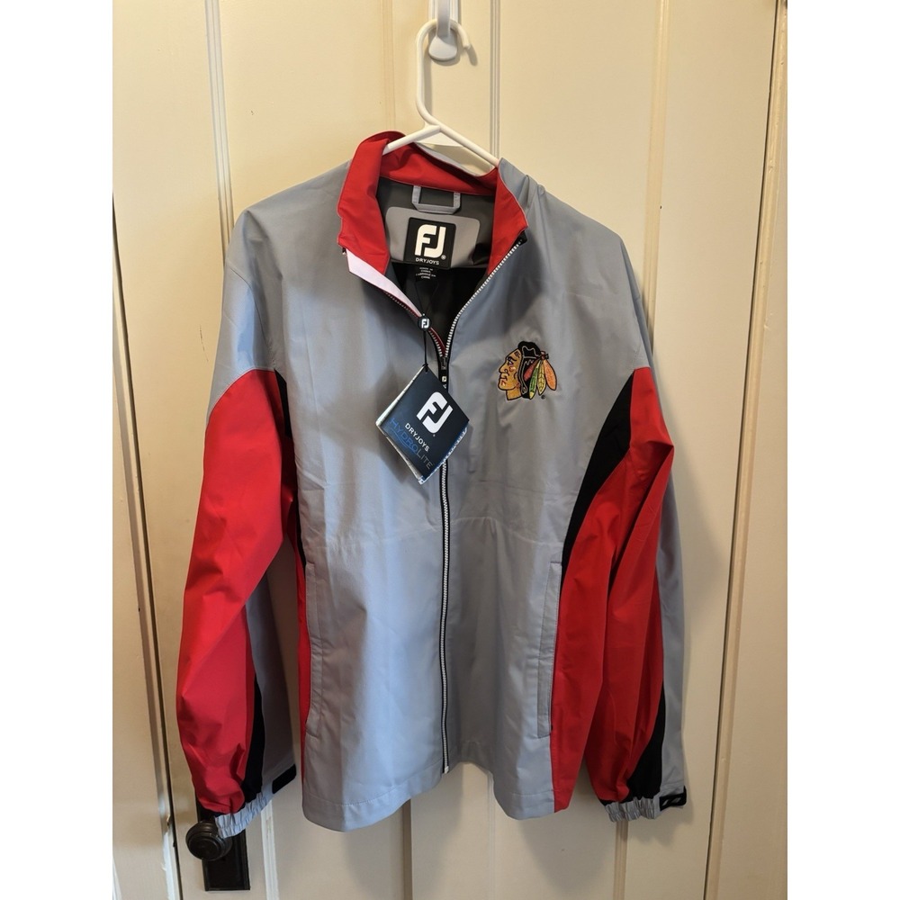 FootJoy DryJoys Hydrolite Rain Jacket Mens Medium Chicago Blackhawks NWT